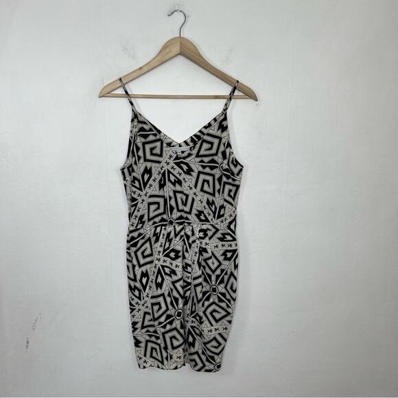 Amanda Uprichard Black White Geometric Silk Spaghetti Strap Mini Dress Size S - Picture 9 of 10
